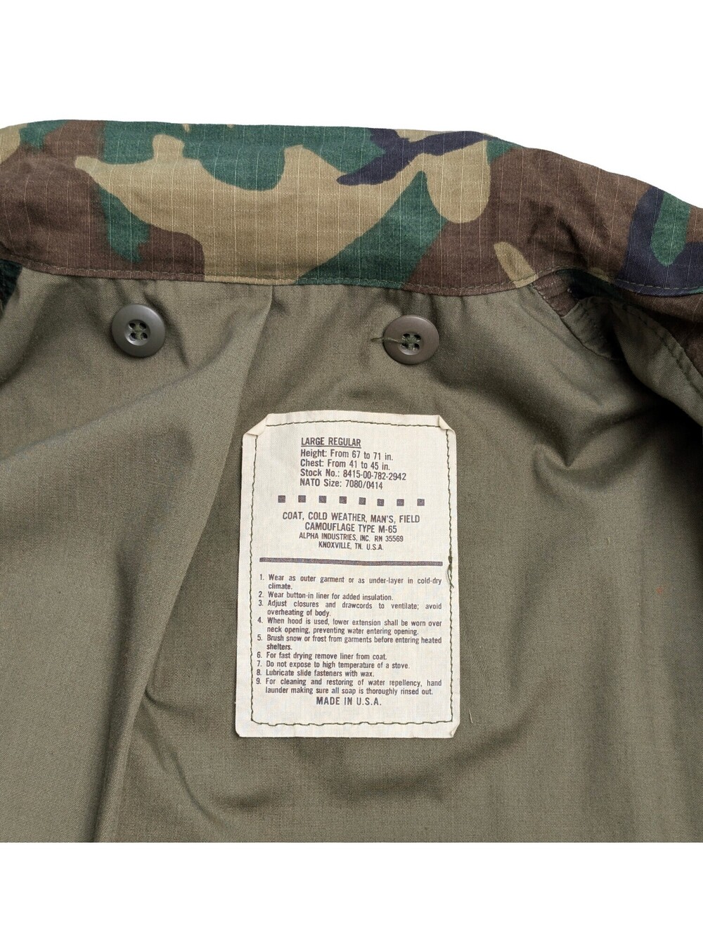 RDF ERDL M-65 Field Jacket Ripstop Alpha Large Regular - Picture 5 of 9